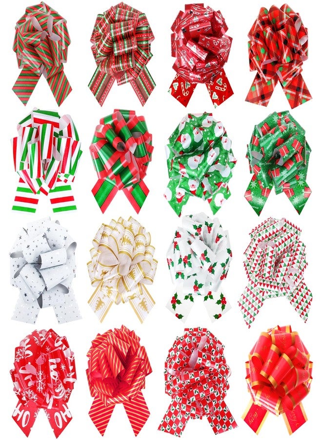 HEYTIMI 32 Pcs Christmas Pull Bows for Gift Wrapping, Style 6 Inch Large Organza Ribbon Bows for Presents, Xmas Gift Bows for Baskets Wine Bottles Valentine Wedding Party Holiday Decorations (Multicolor) - Image 1
